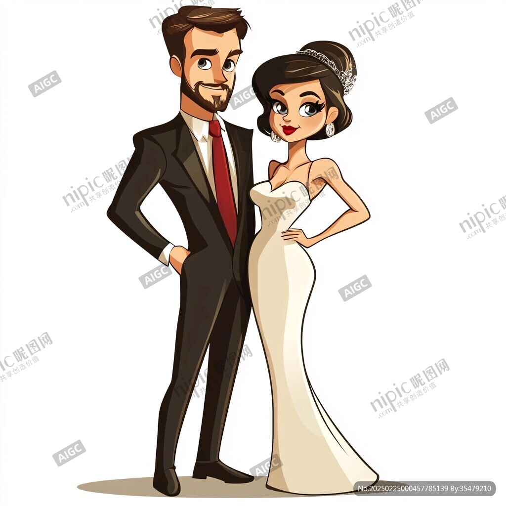 卡通西式婚慶人物