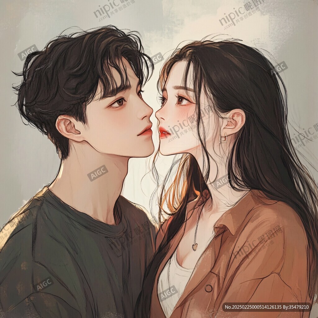 情侶頭像插畫