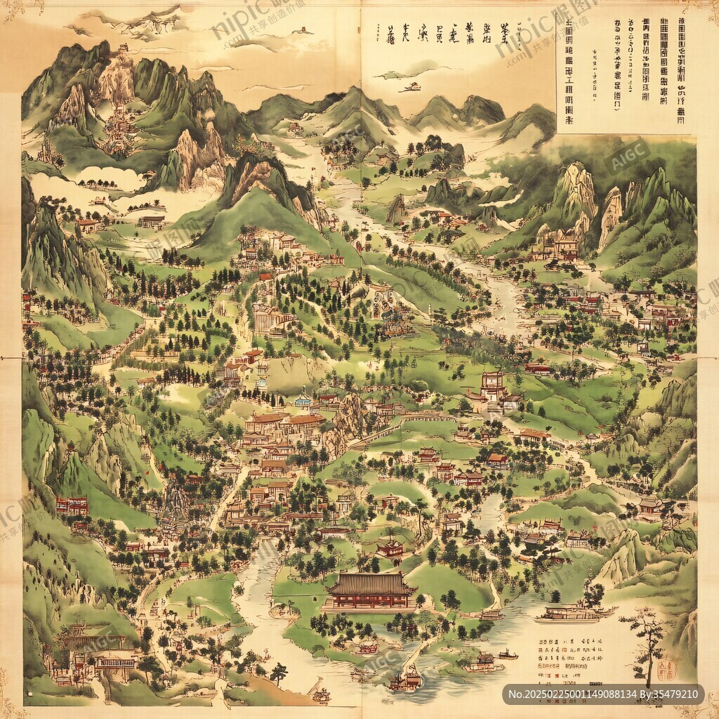 江南香山風景區插畫