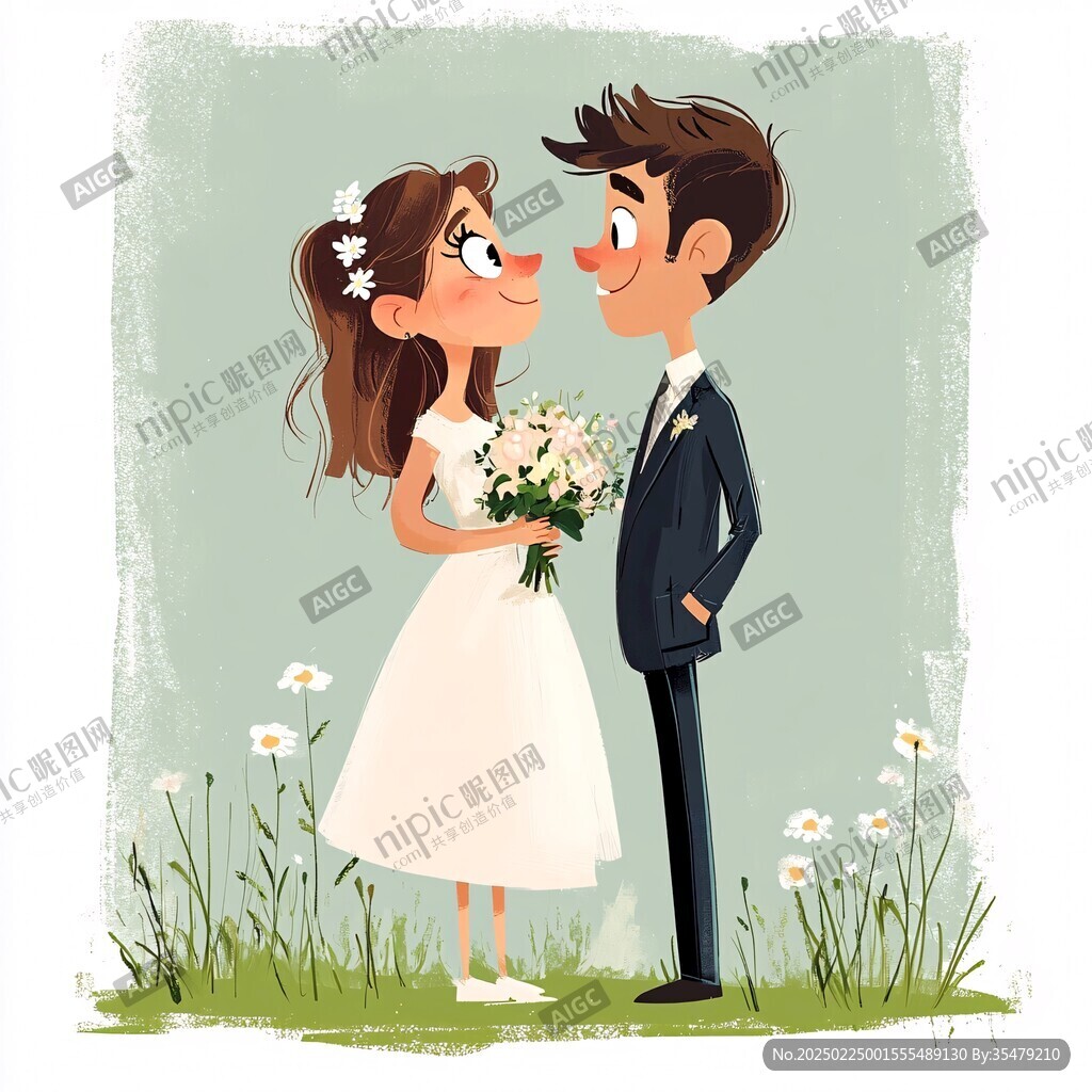 結(jié)婚照插畫