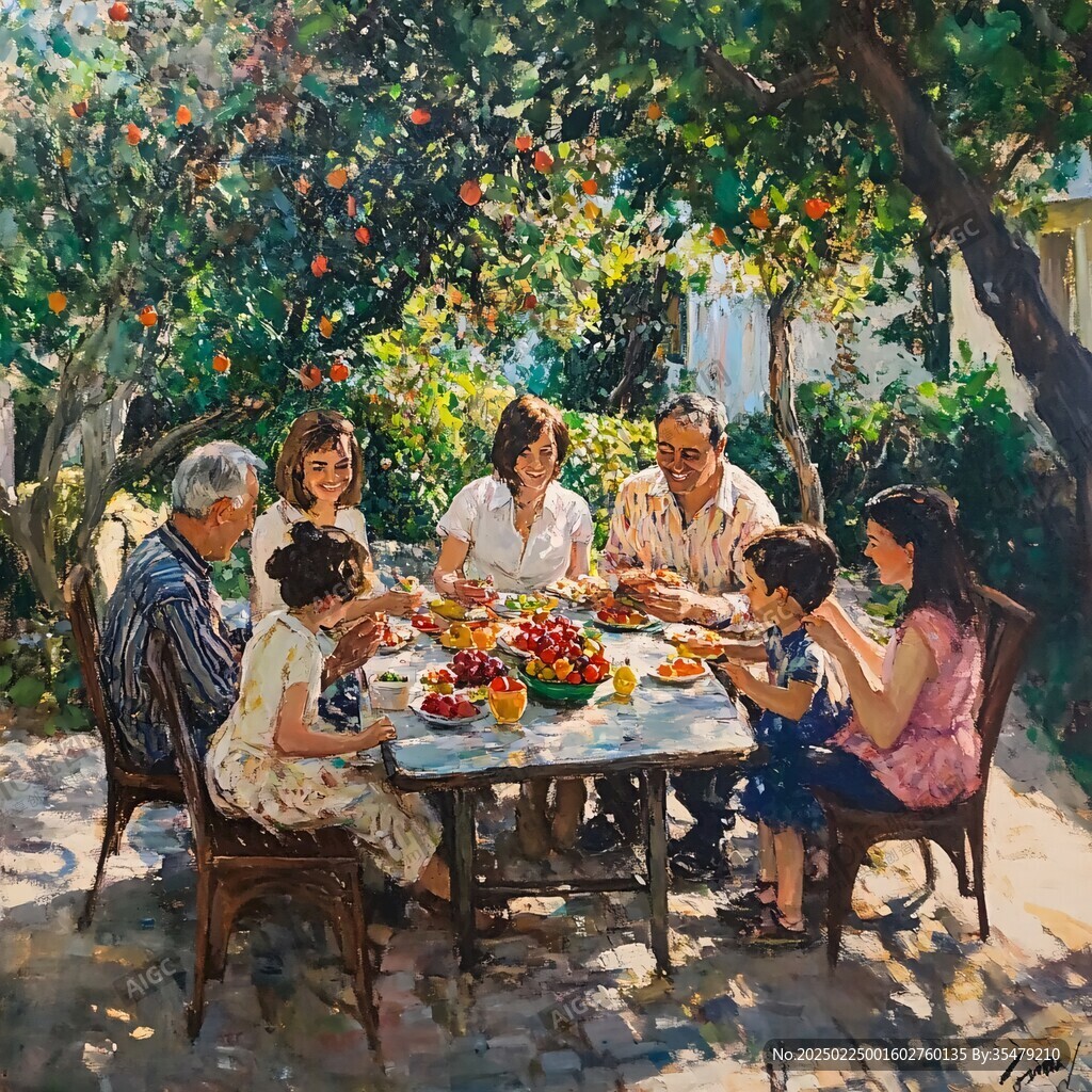 村民聚餐畫