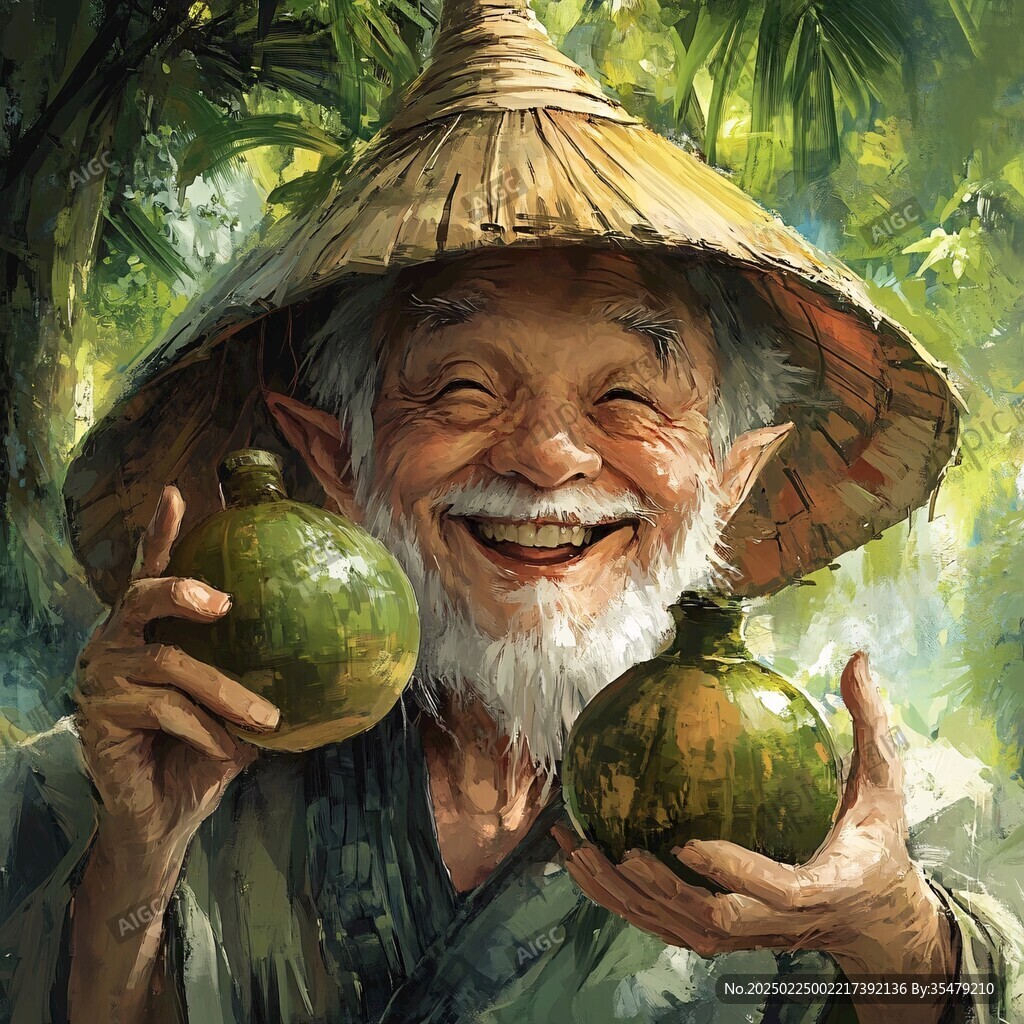 通人物椰汁插畫