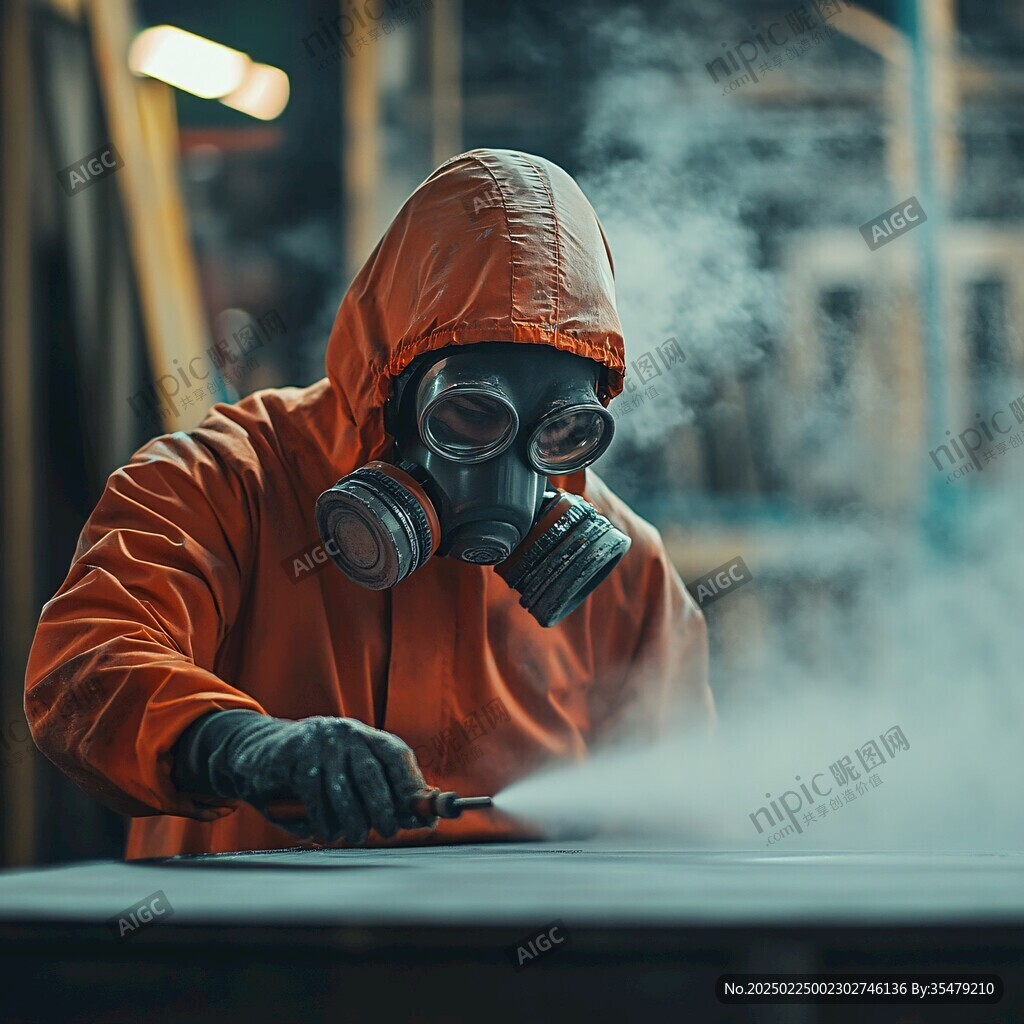 戴防毒面具