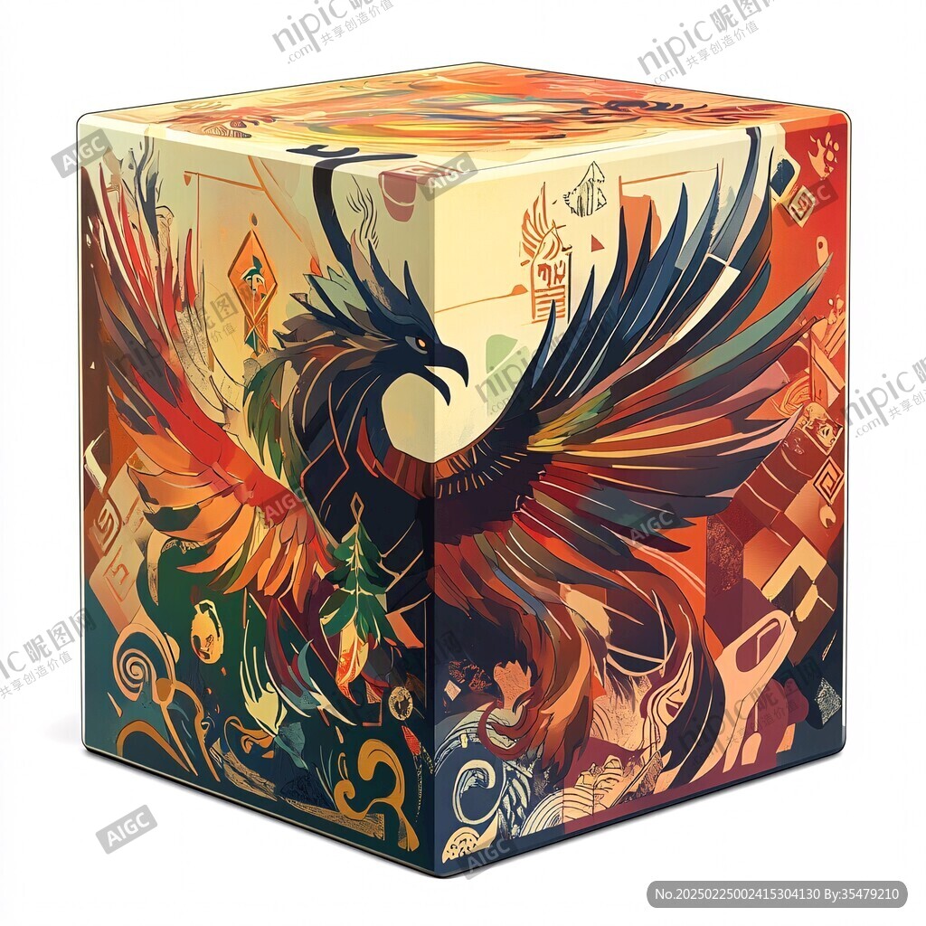 鸞鳥玄鳥朱雀禮盒插畫