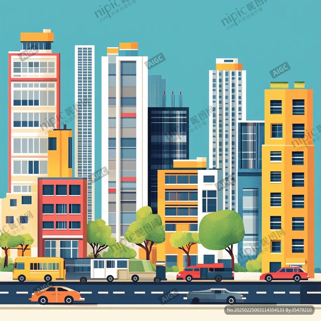 城市建筑扁平化素材