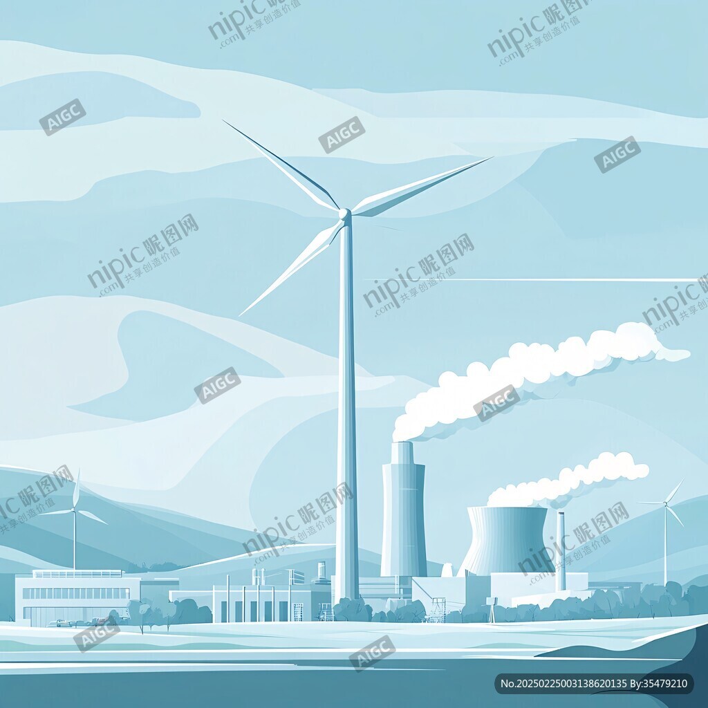 風力發電插畫