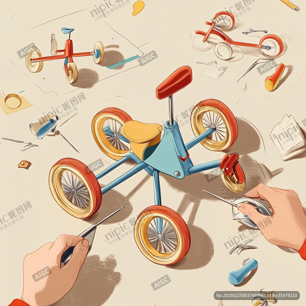 滑步車插畫