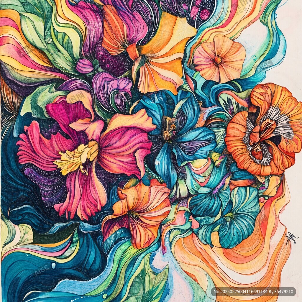 手繪創意百花壁紙