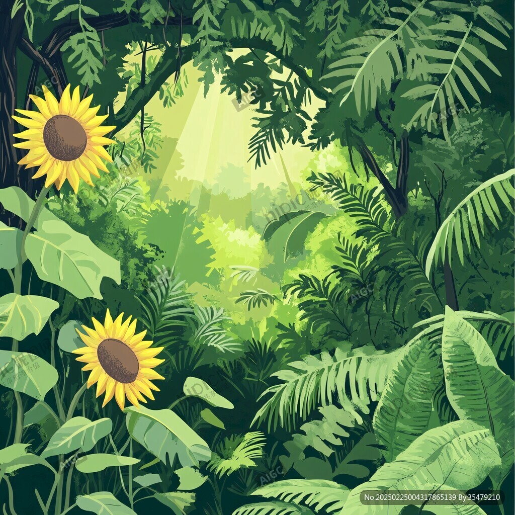 扁平叢林插畫