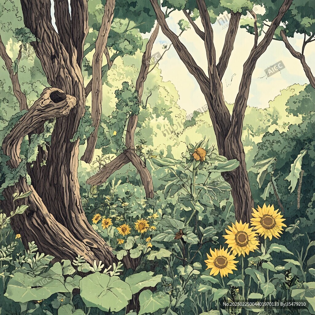 森林植物插畫