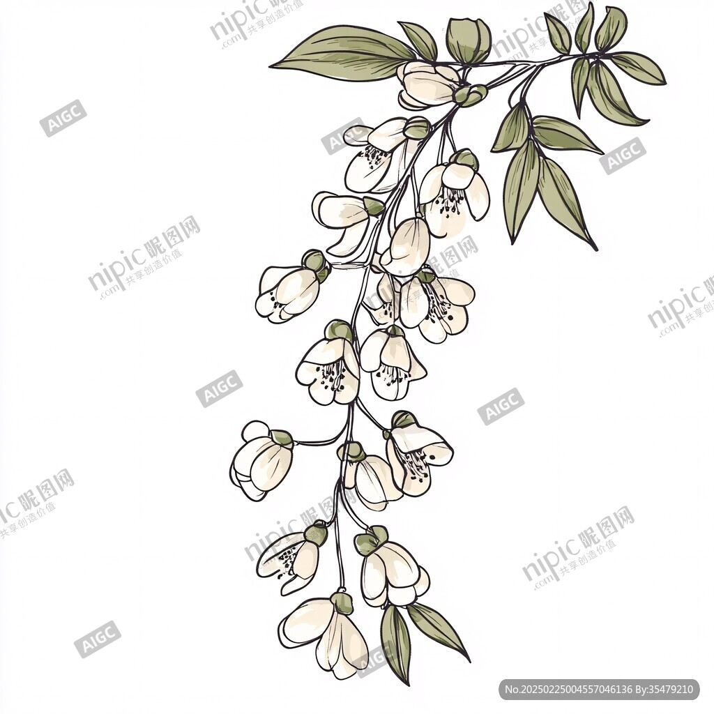 洋槐花手繪