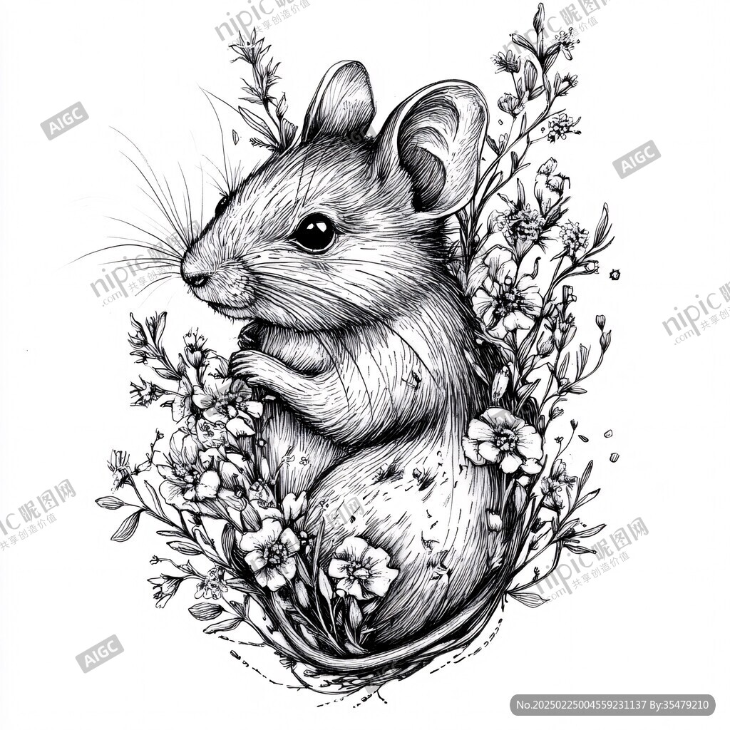線描金花鼠