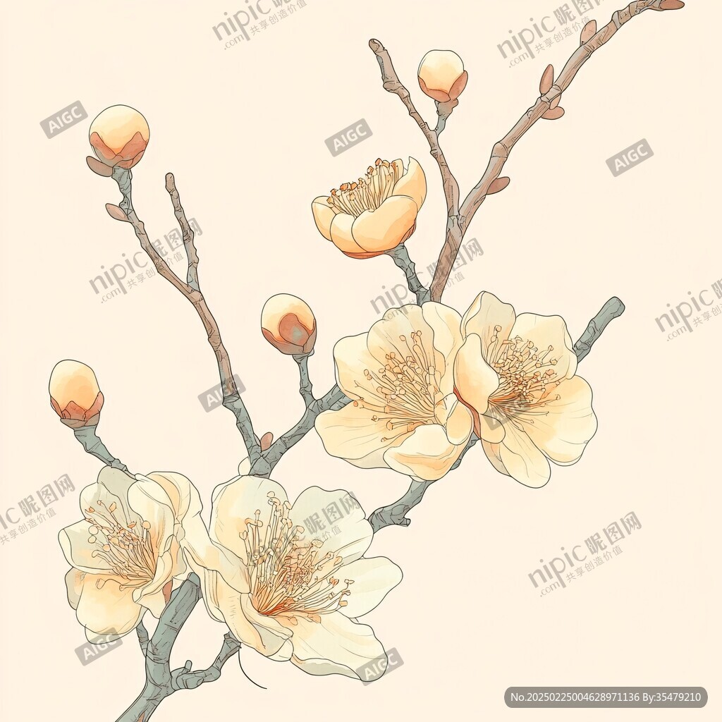 手繪金梅花臘梅花