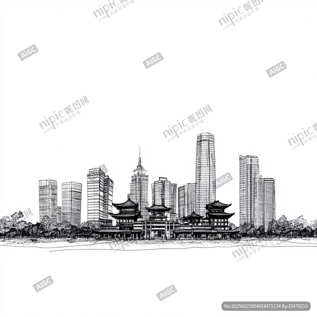 西南地區(qū)地標(biāo)建筑線稿