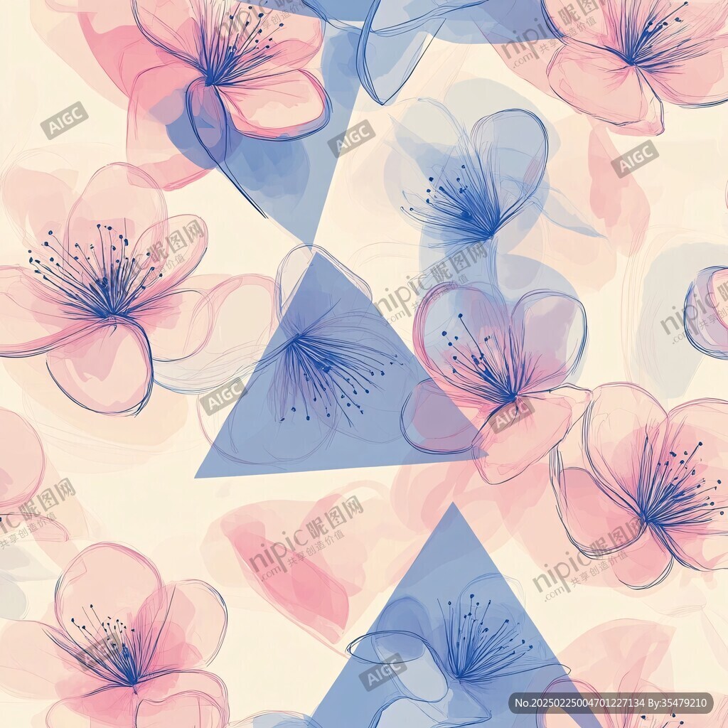 線條色塊花卉