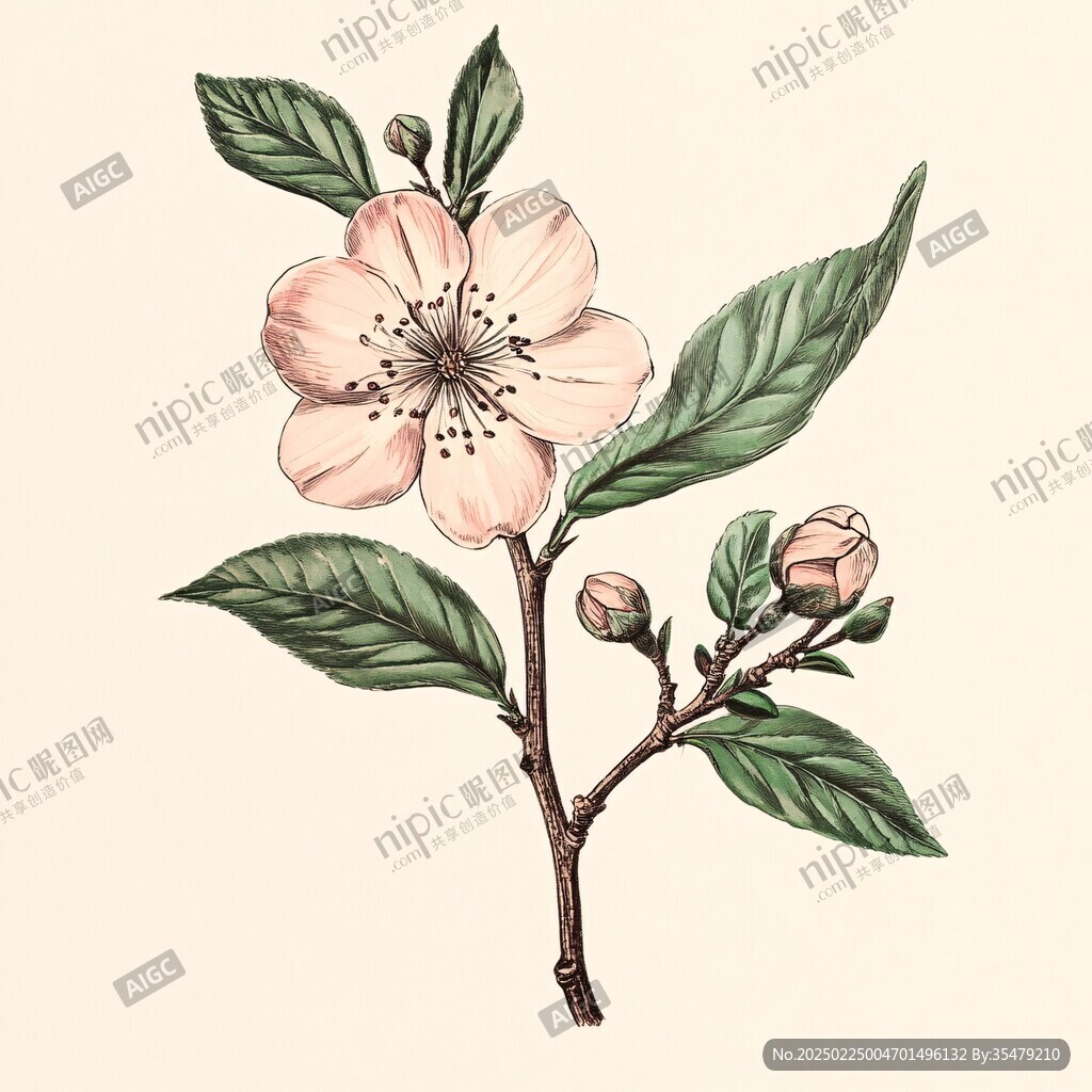 蘋果花插畫