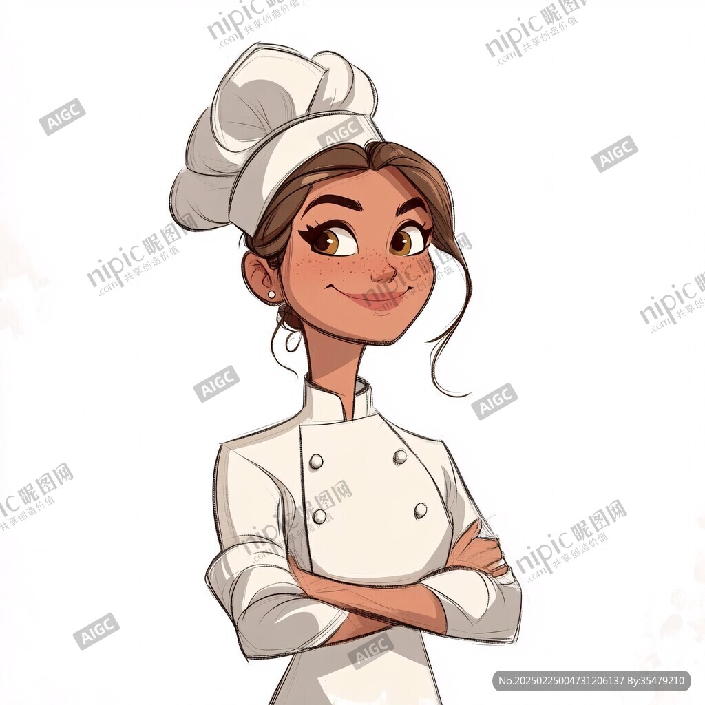 卡通美女廚師頭像
