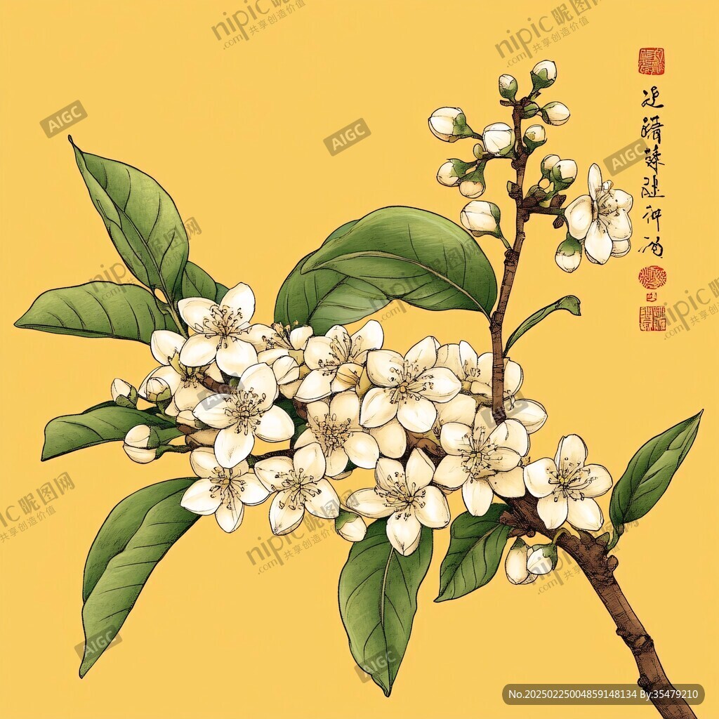 手繪梨花工筆花