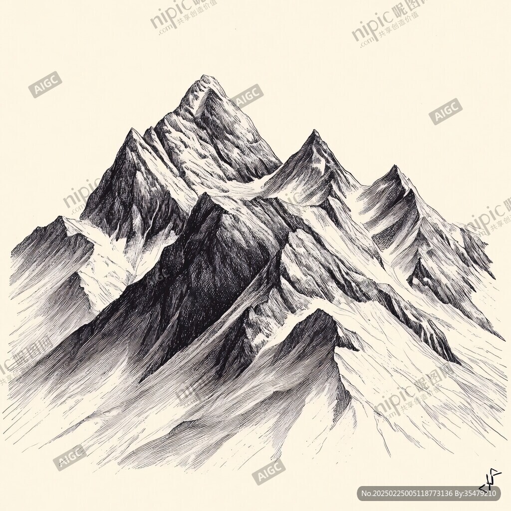手繪雪山