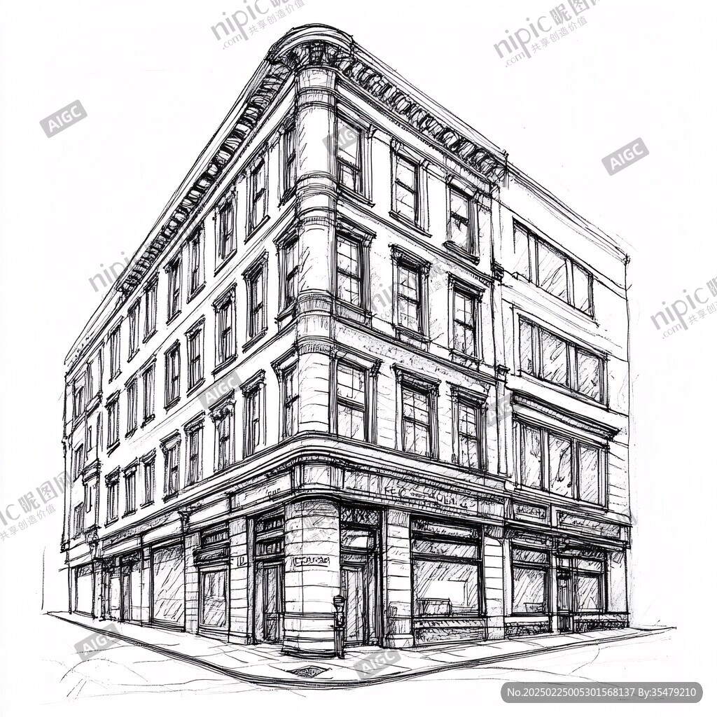 手繪描建筑