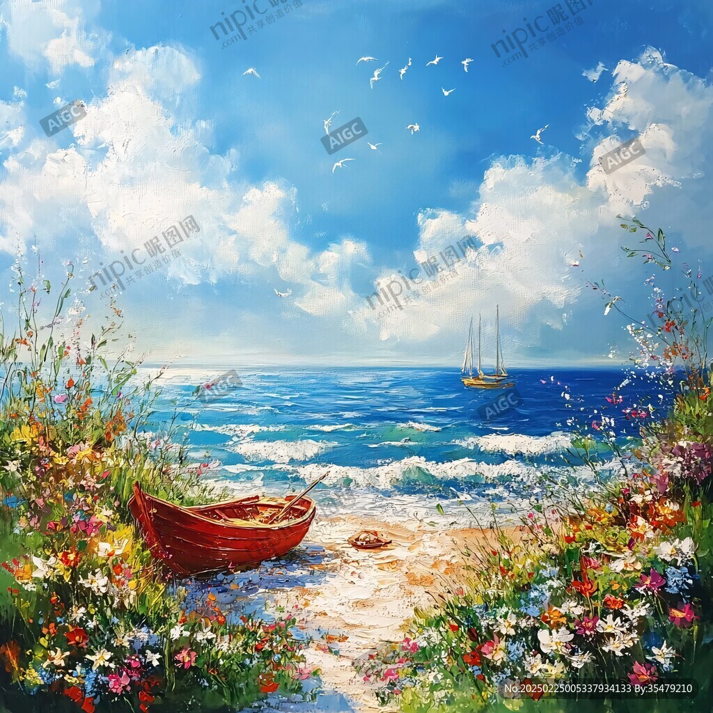 唯美大海風(fēng)景油畫