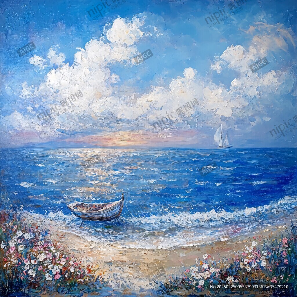 海天一色油畫