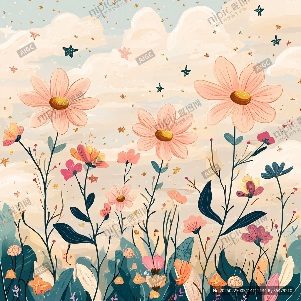 花叢插畫