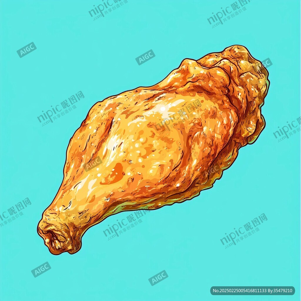 手繪大雞腿插畫