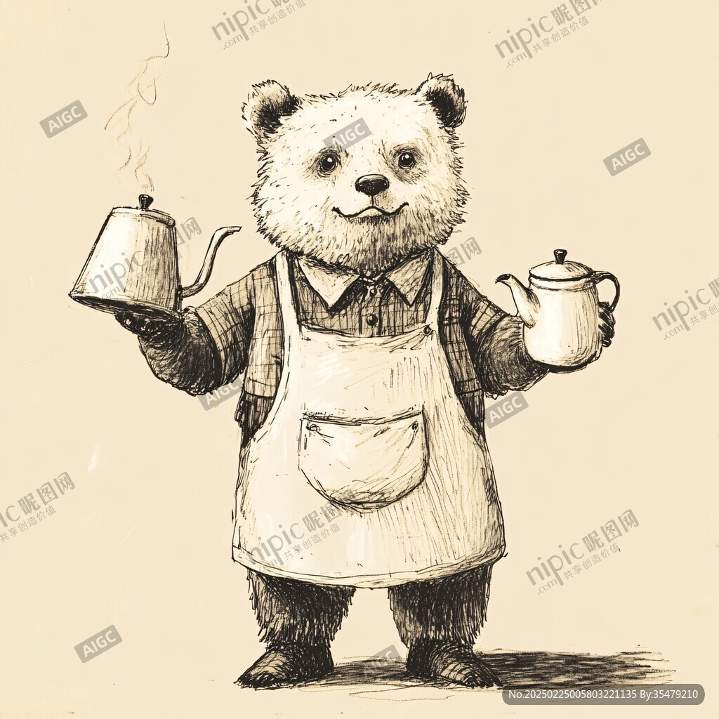 卡通霸氣小熊廚師