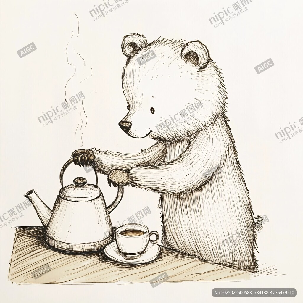 熊貓茶葉插畫