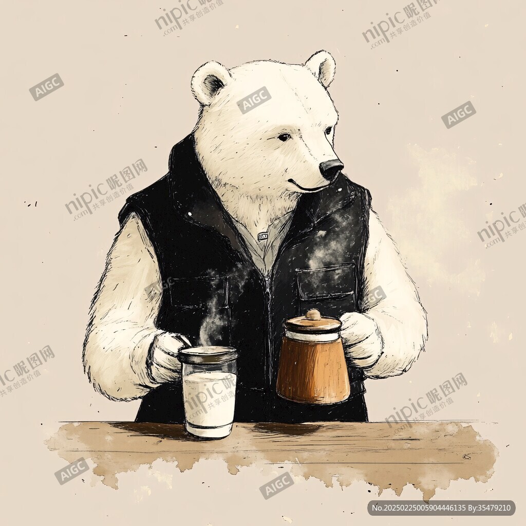 手繪熊ip插畫