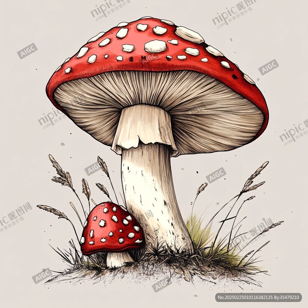 紅菇插畫手繪