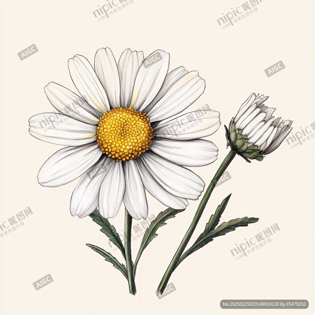 雛菊板繪插畫