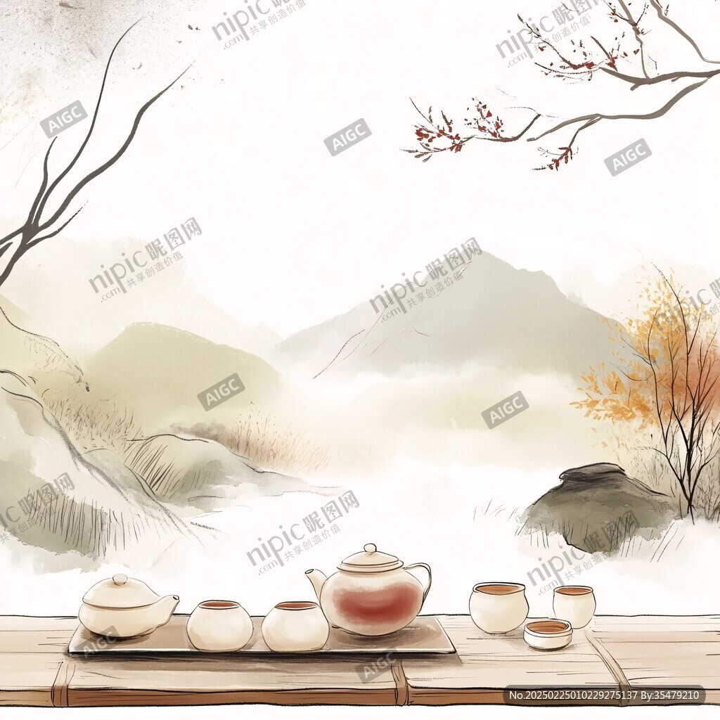 個性水墨山水茶品
