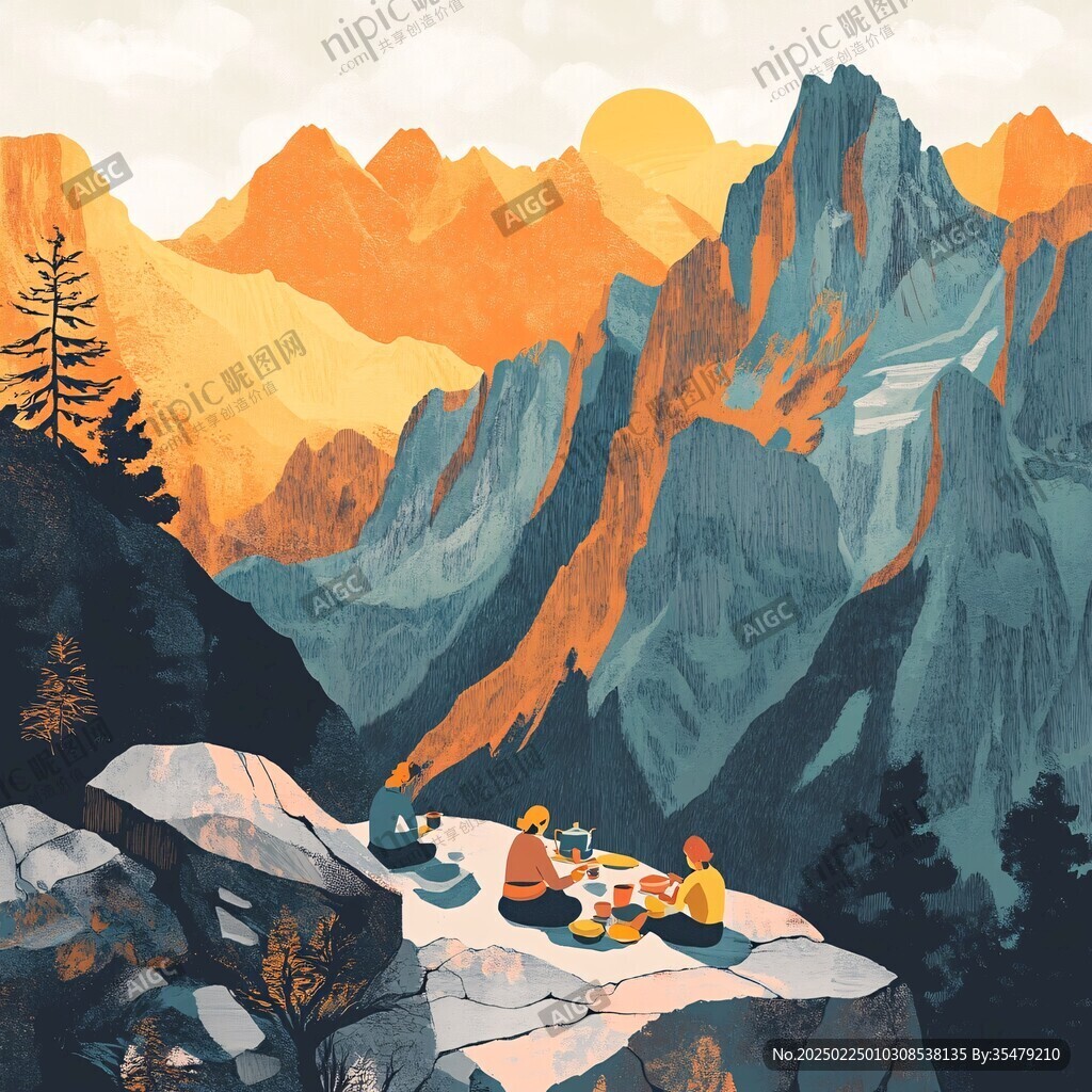 山風(fēng)景插畫包裝