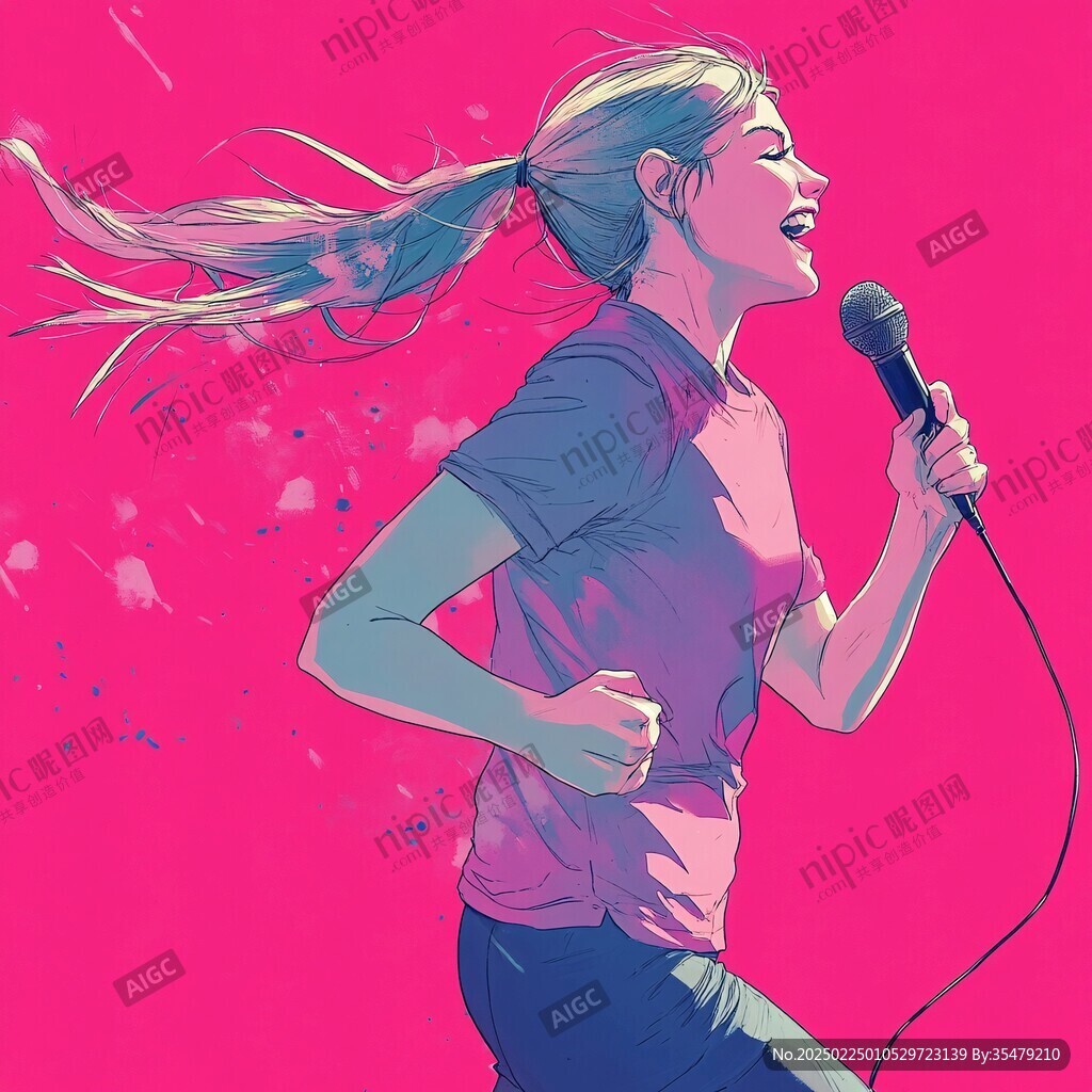 女歌手插畫