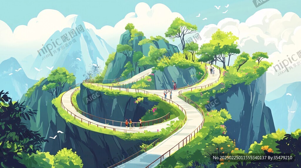 夏天旅游上山小路