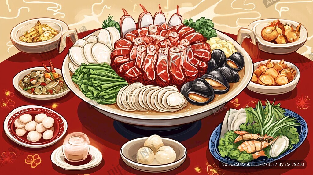 春節(jié)火鍋插畫