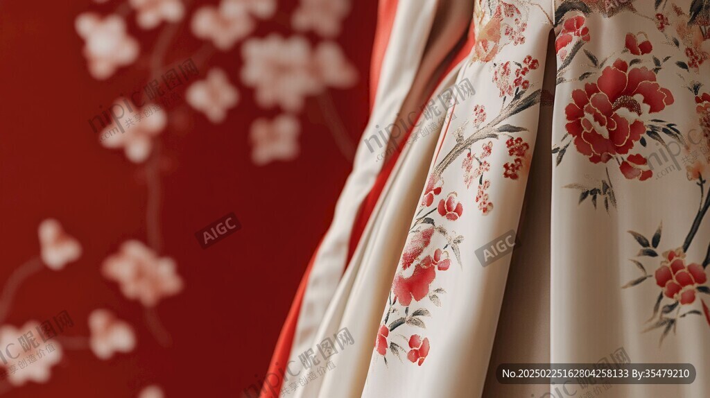 紅白花卉圖案服飾