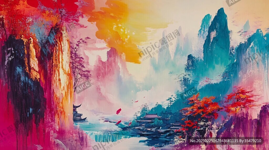 山水畫中的夢幻景色