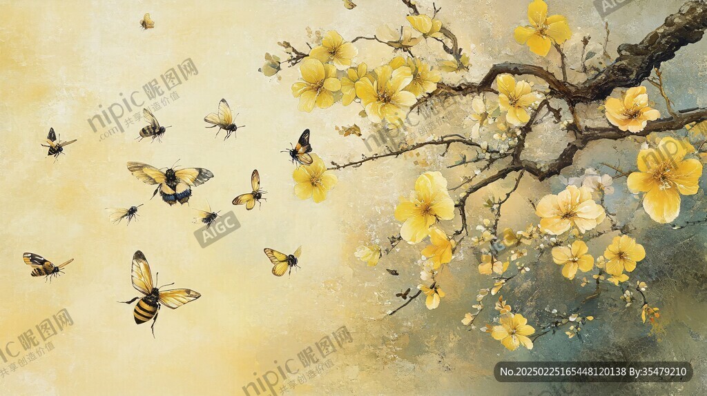金色花舞 蜜蜂飛舞