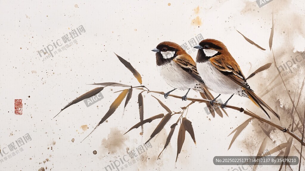 鳥與竹