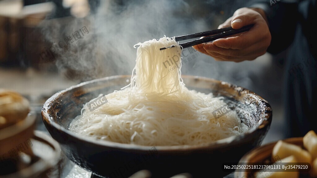 熱氣騰騰的粉絲煮食
