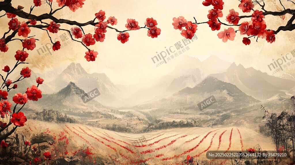 山谷中的紅色花朵