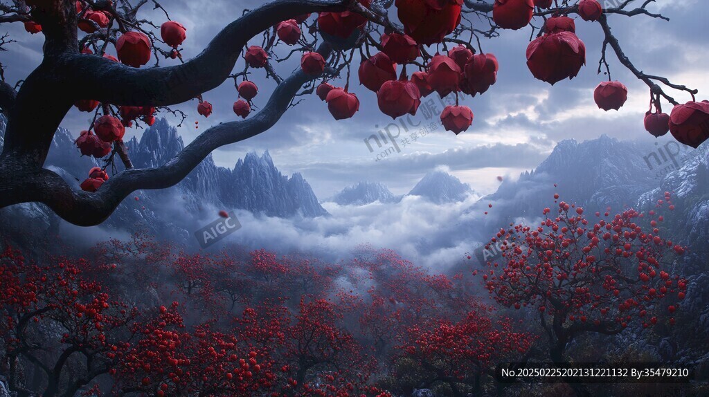 神秘山谷中的紅色花海