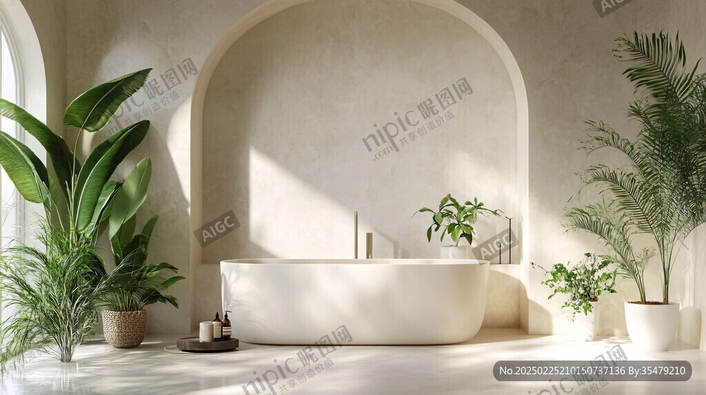 現(xiàn)代浴室綠植風(fēng)情