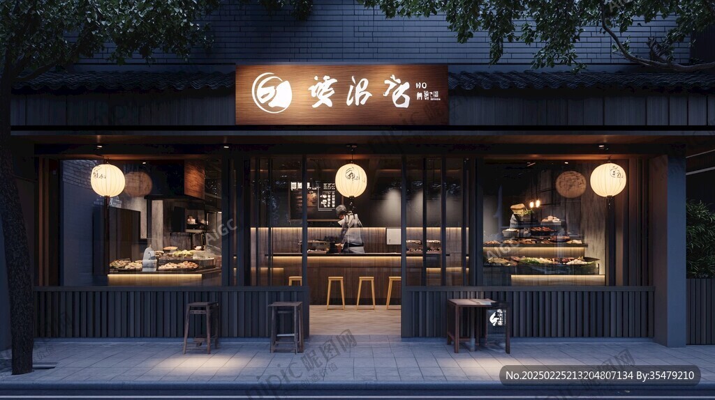 夜晚的傳統(tǒng)日式面包店