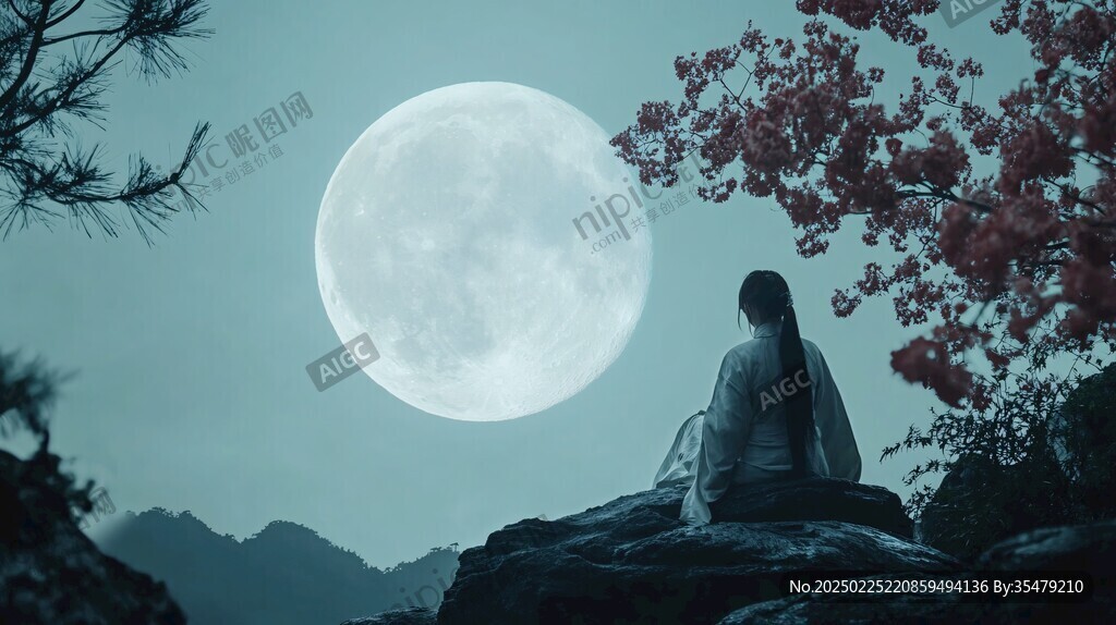 孤獨的詩人與滿月