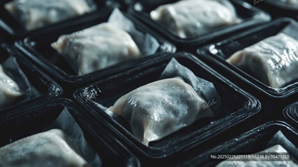 黑色塑料盒中的白色食物