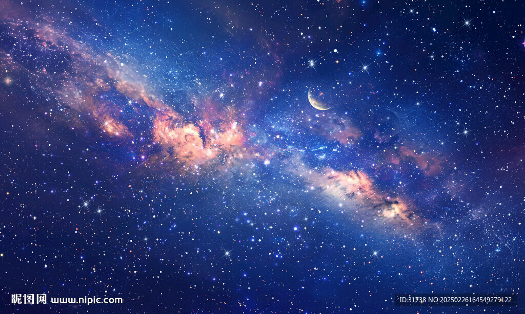 藍色星空星云背景圖
